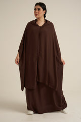 Chocolate Brown Abaya With In Built Scarf