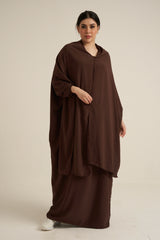 Chocolate Brown Abaya With In Built Scarf