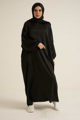 Black Abaya With In Built Scarf