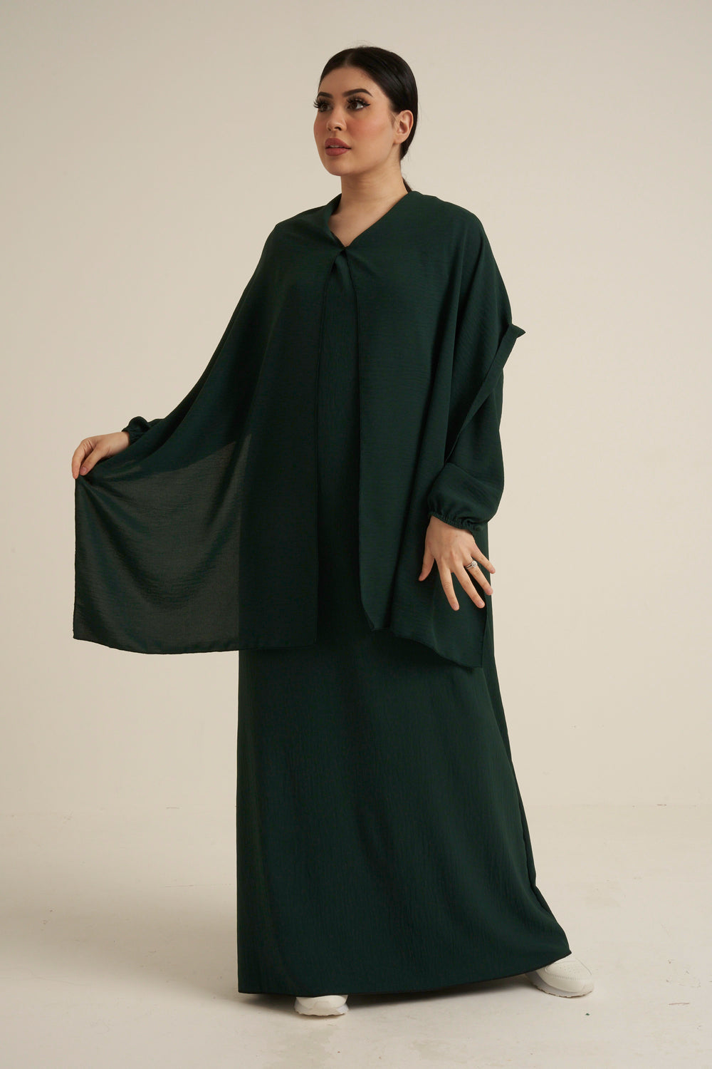 Emerald Green Abaya With In Built Scarf