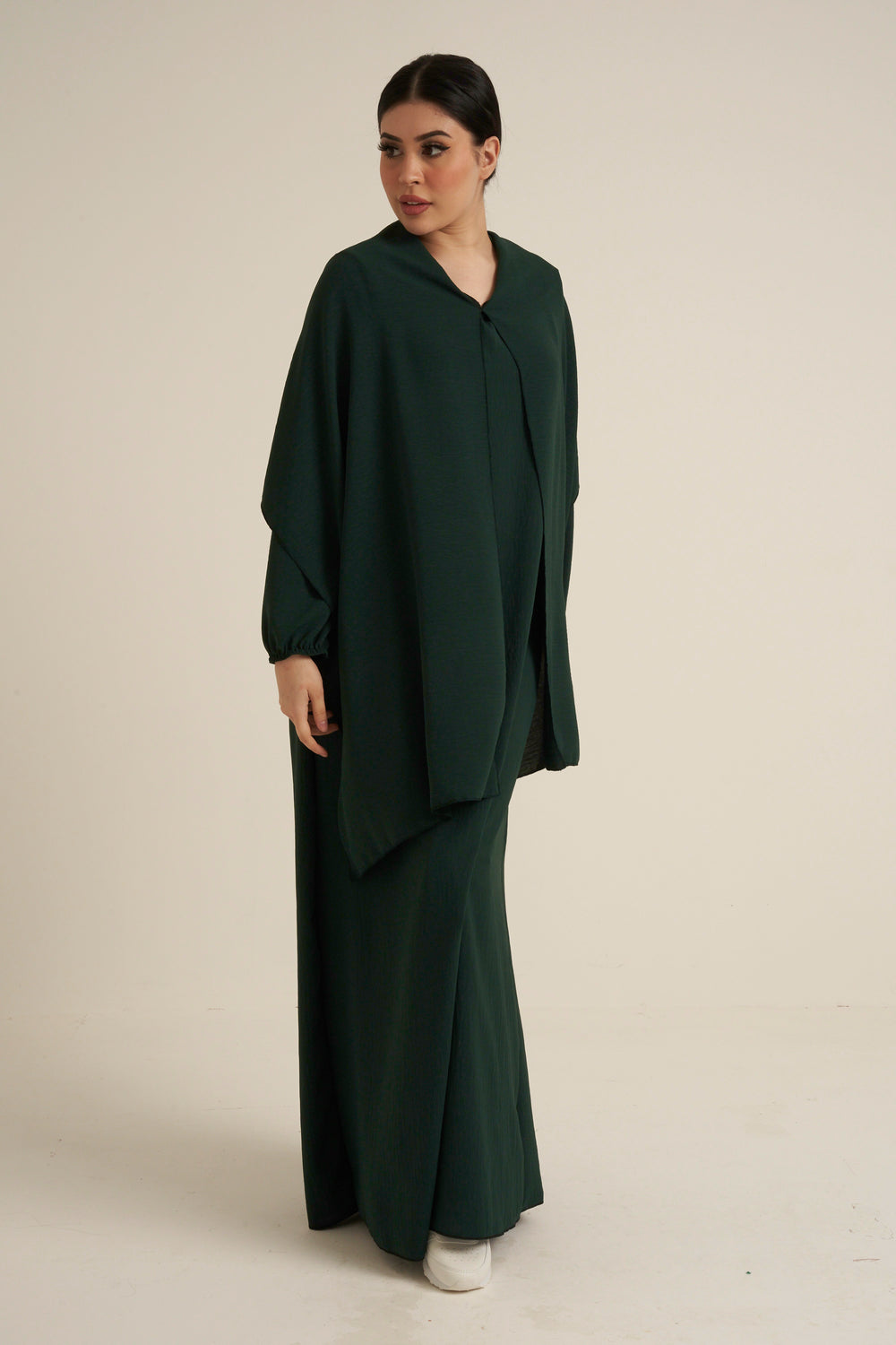 Emerald Green Abaya With In Built Scarf