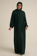 Emerald Green Abaya With In Built Scarf