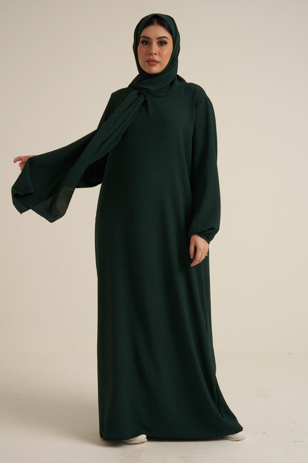 Emerald Green Abaya With In Built Scarf