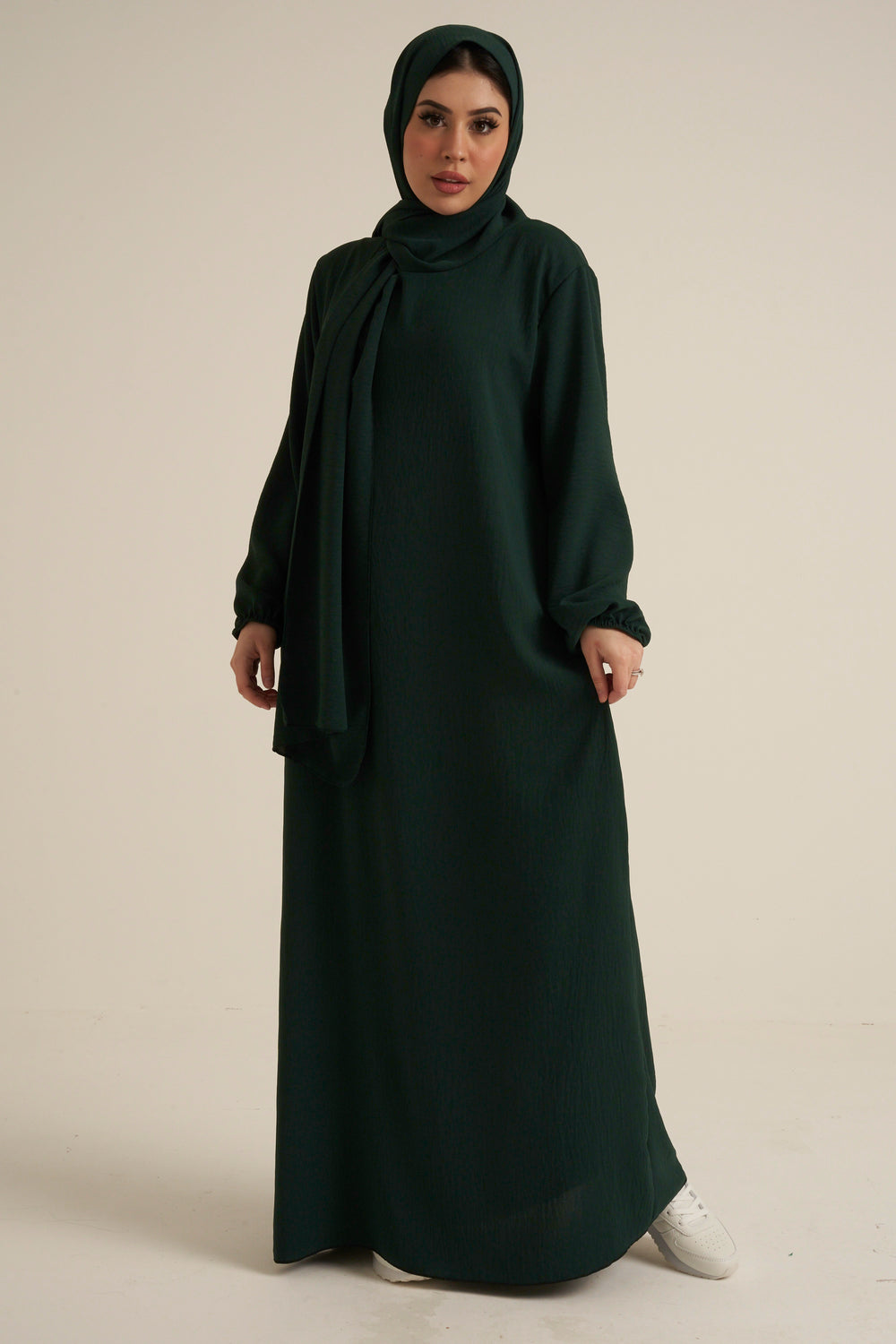Emerald Green Abaya With In Built Scarf