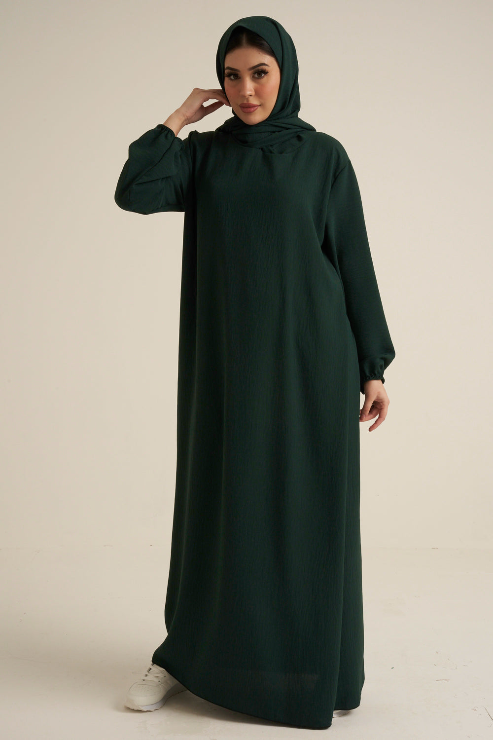 Emerald Green Abaya With In Built Scarf