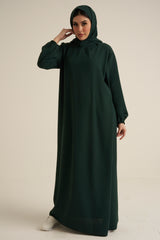Emerald Green Abaya With In Built Scarf