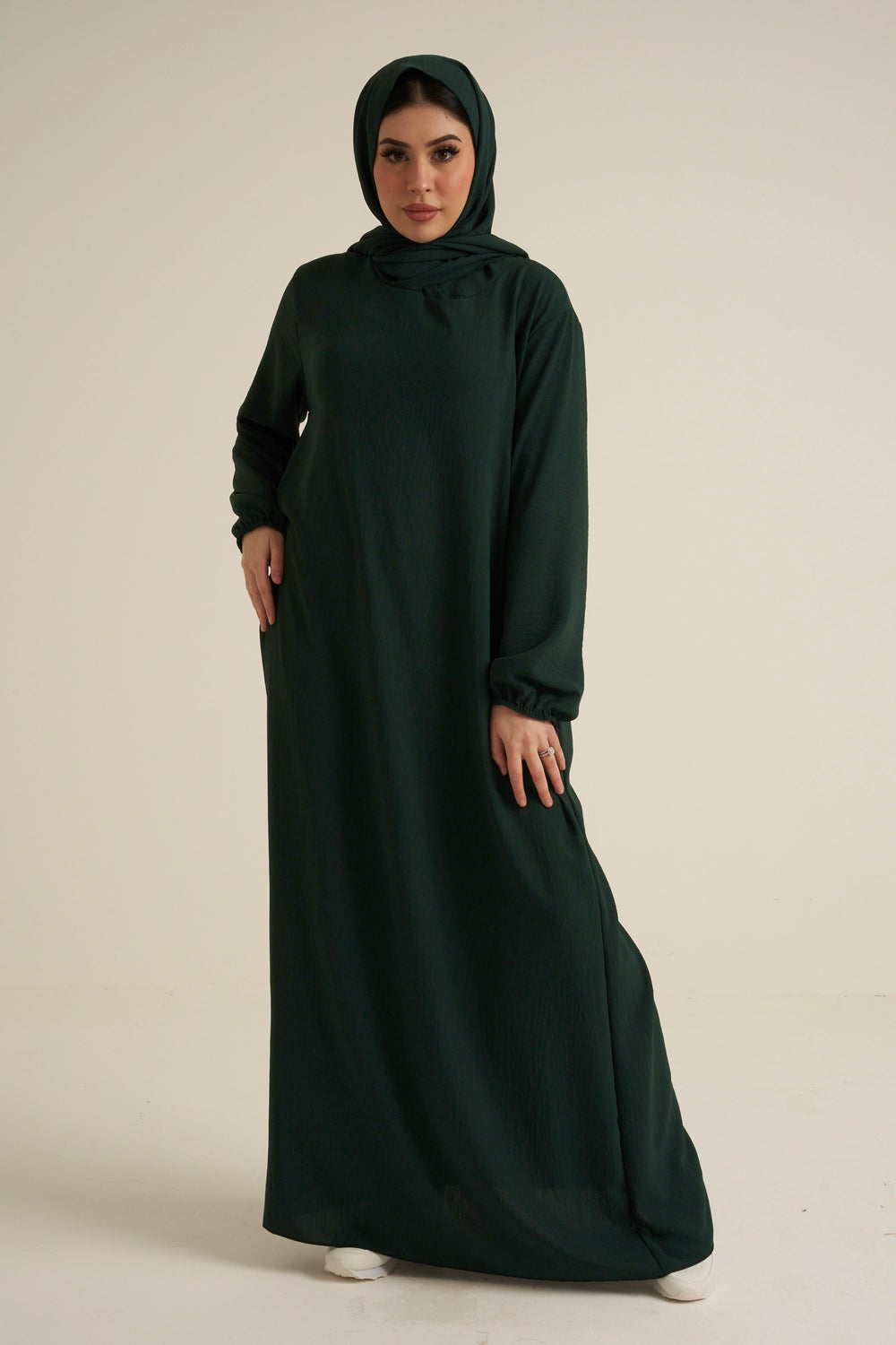 Emerald Green Abaya With In Built Scarf