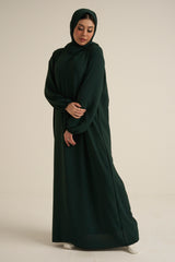 Emerald Green Abaya With In Built Scarf