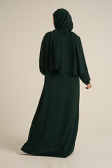 Emerald Green Abaya With In Built Scarf