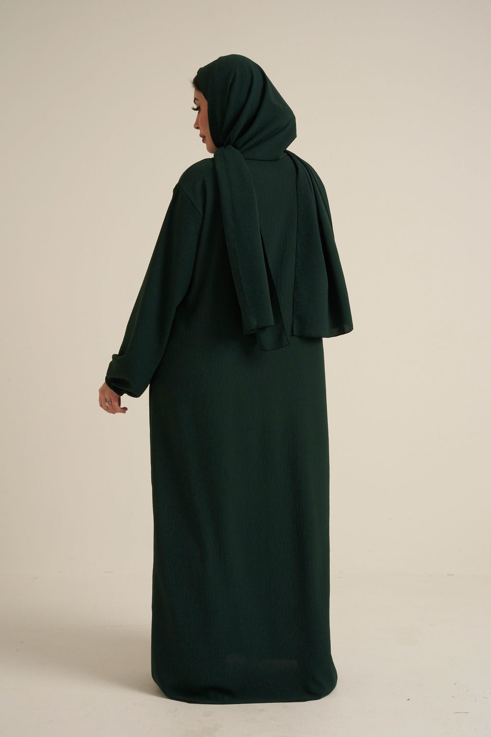 Emerald Green Abaya With In Built Scarf