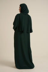 Emerald Green Abaya With In Built Scarf