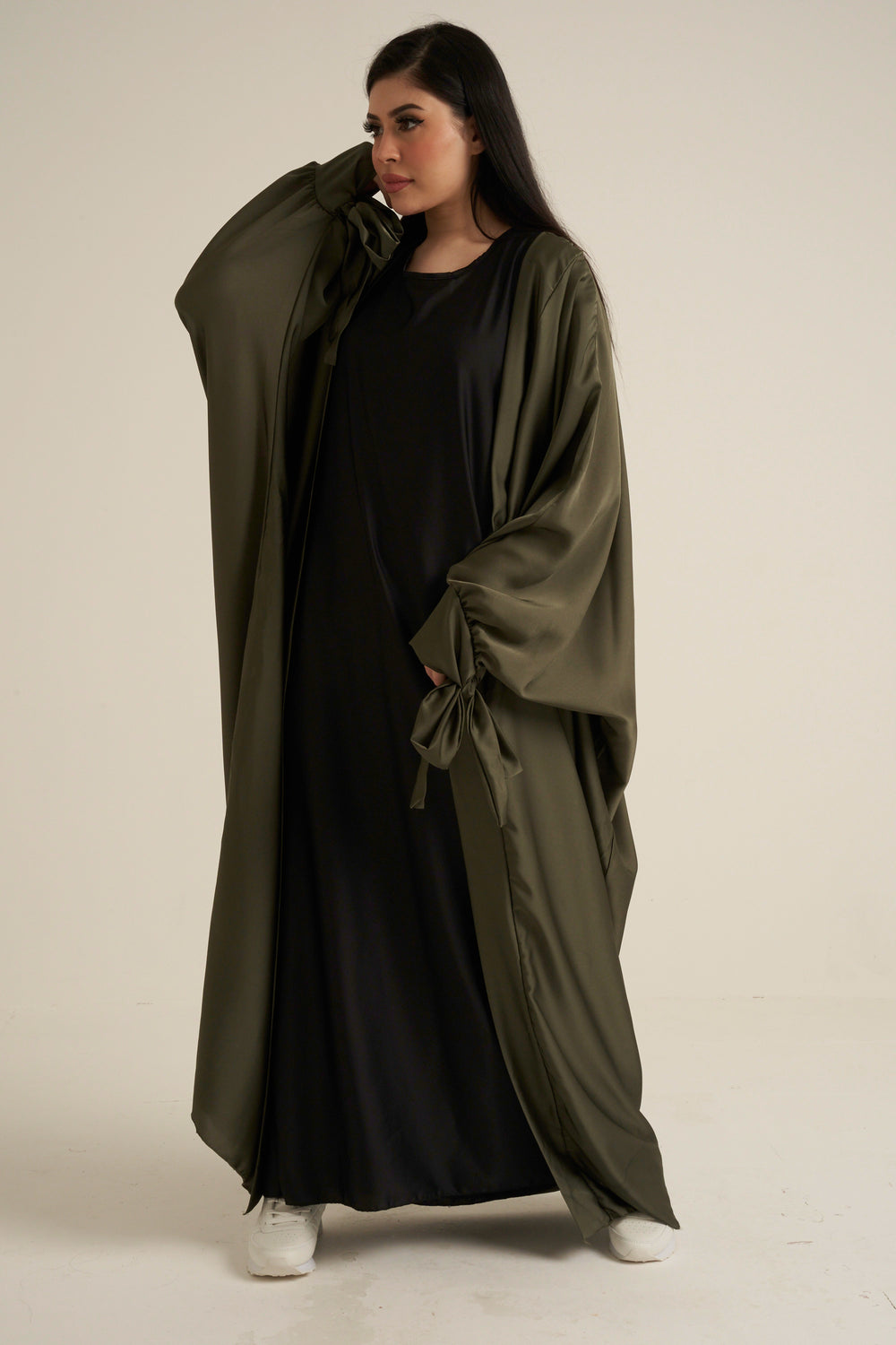 Khaki Green 2 Piece Abaya Set