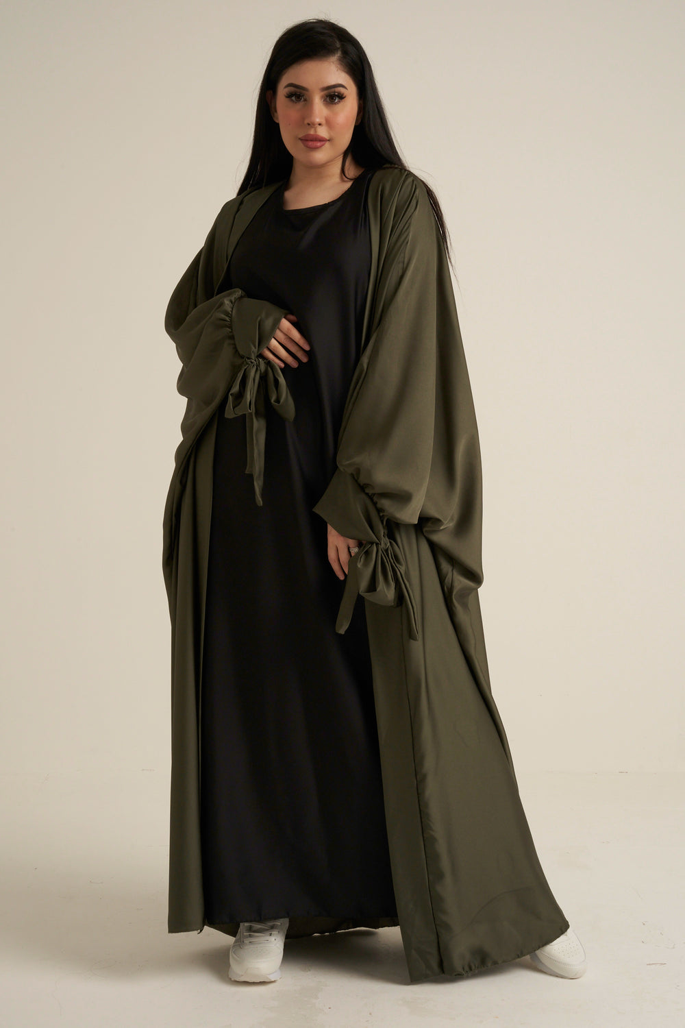 Khaki Green 2 Piece Abaya Set