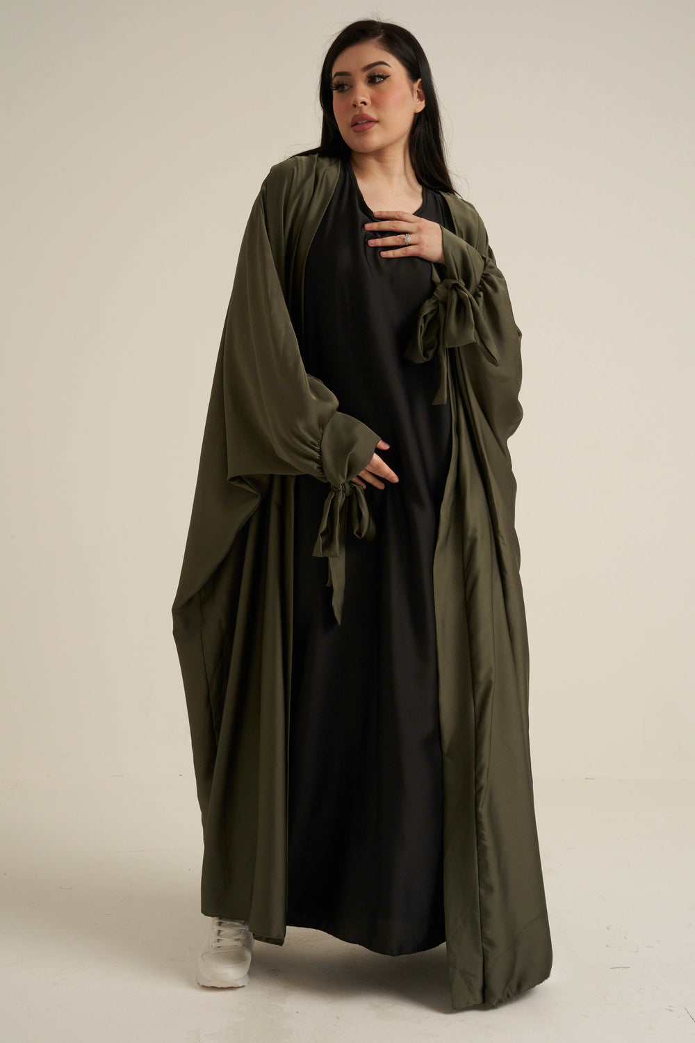 Khaki Green 2 Piece Abaya Set
