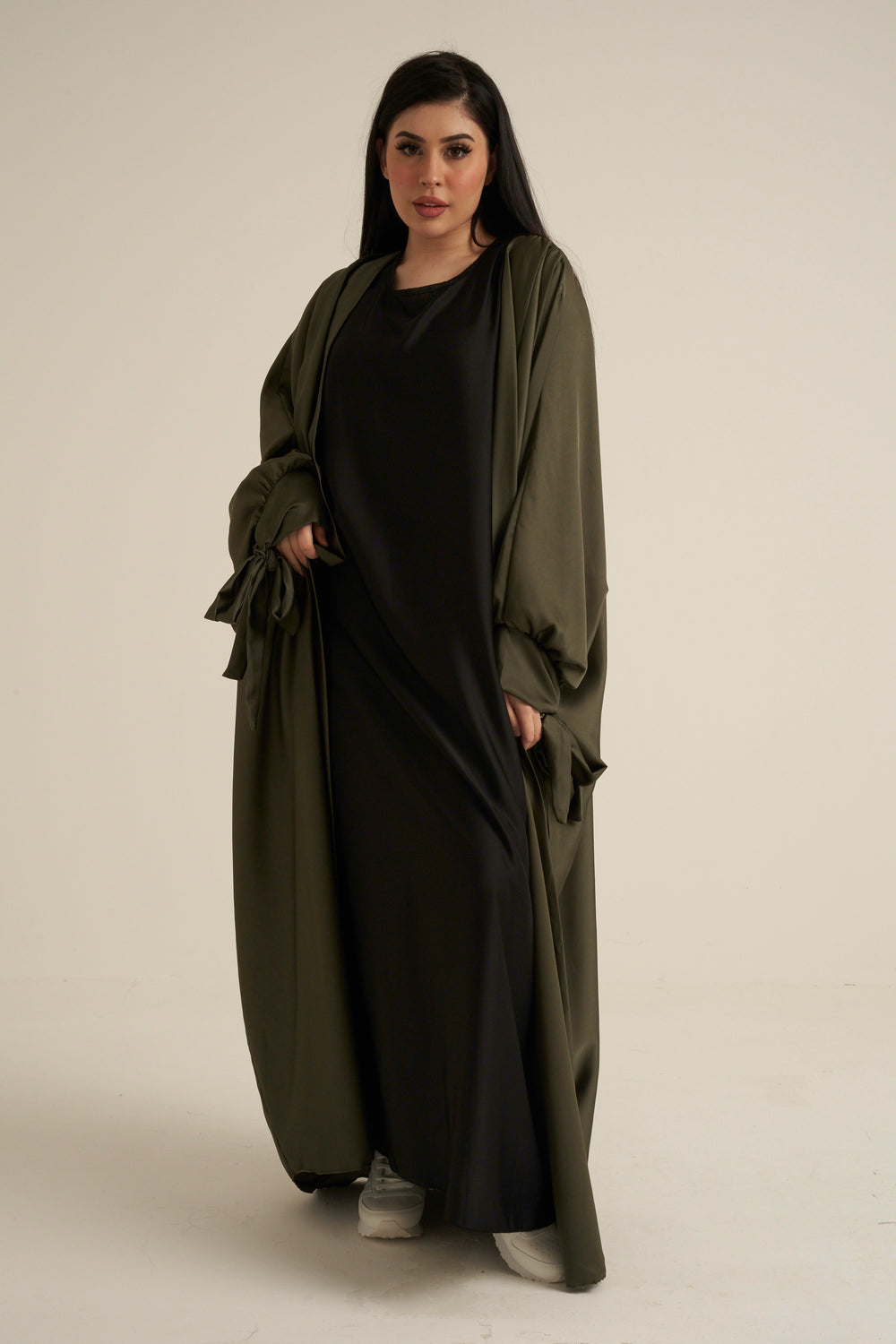Khaki Green 2 Piece Abaya Set