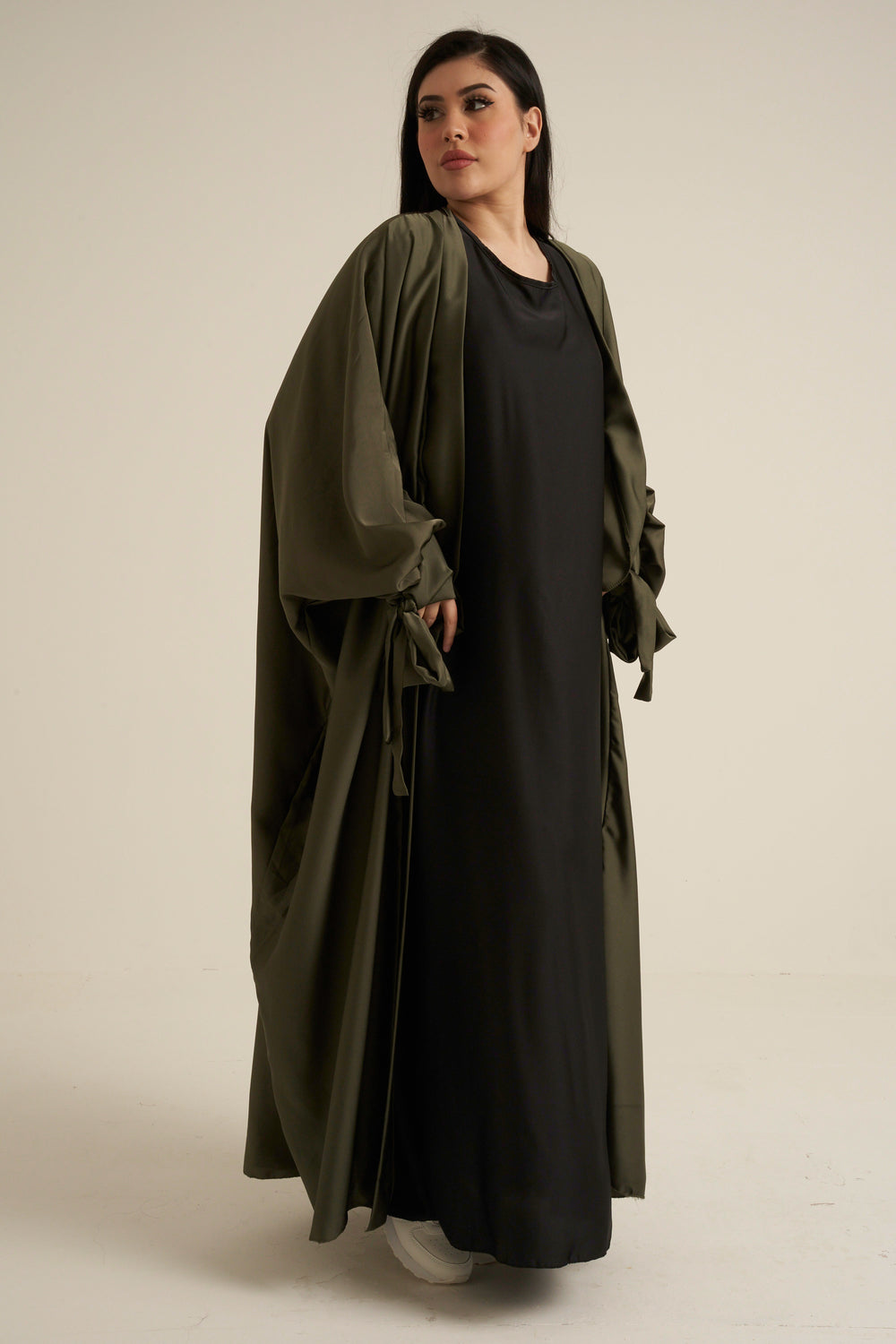 Khaki Green 2 Piece Abaya Set