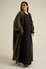 Khaki Green 2 Piece Abaya Set