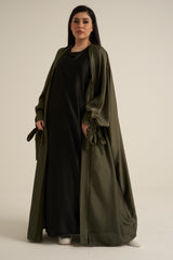 Khaki Green 2 Piece Abaya Set