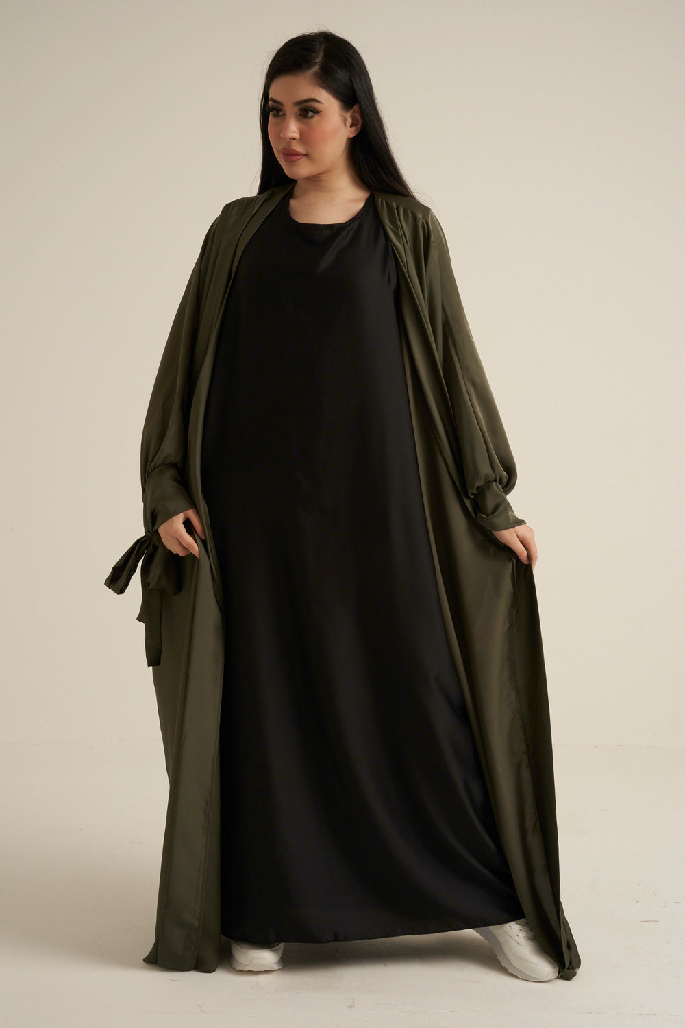 Khaki Green 2 Piece Abaya Set