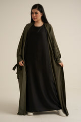 Khaki Green 2 Piece Abaya Set