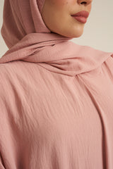 Pink Abaya With In Built  Scarf