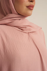 Pink Abaya With In Built  Scarf