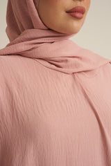 Pink Abaya With In Built  Scarf