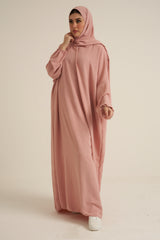 Pink Abaya With In Built  Scarf