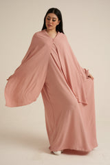 Pink Abaya With In Built  Scarf