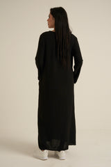Black Abaya Dress With Pockets