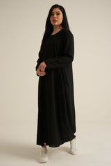 Black Abaya Dress With Pockets