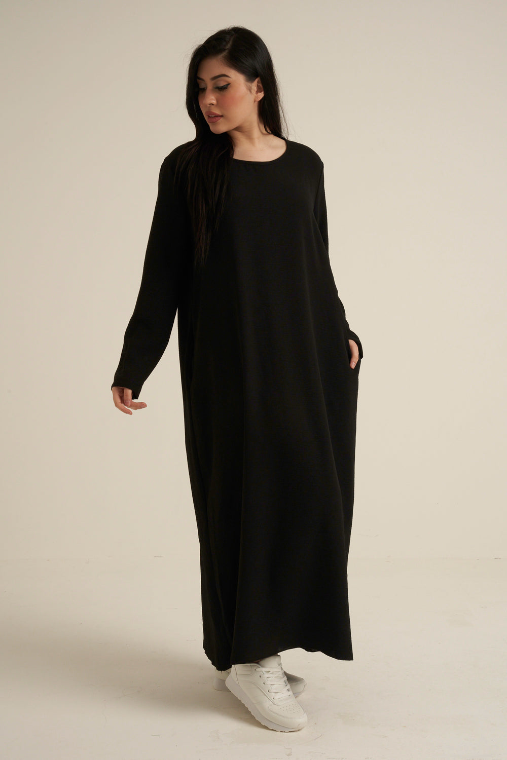 Black Abaya Dress With Pockets