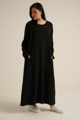 Black Abaya Dress With Pockets
