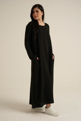 Black Abaya Dress With Pockets