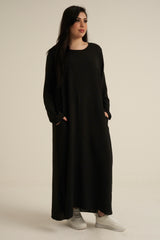 Black Abaya Dress With Pockets