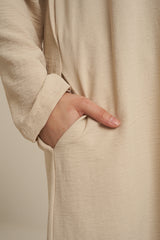 Cream Abaya Dress With Pockets
