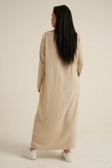 Cream Abaya Dress With Pockets