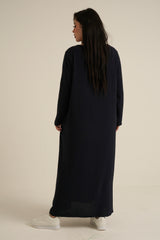 Navy Abaya Dress With Pockets
