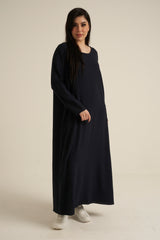 Navy Abaya Dress With Pockets