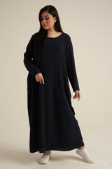 Navy Abaya Dress With Pockets