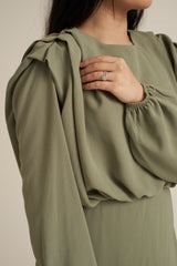 Aversa Khaki Green Long Sleeve Maxi dress