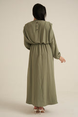 Aversa Khaki Green Long Sleeve Maxi dress