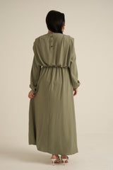 Aversa Khaki Green Long Sleeve Maxi dress