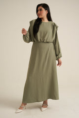 Aversa Khaki Green Long Sleeve Maxi dress