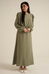 Aversa Khaki Green Long Sleeve Maxi dress
