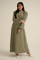 Aversa Khaki Green Long Sleeve Maxi dress