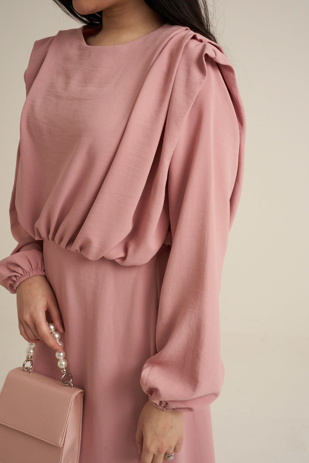 Aversa Pink Long Sleeve Maxi dress