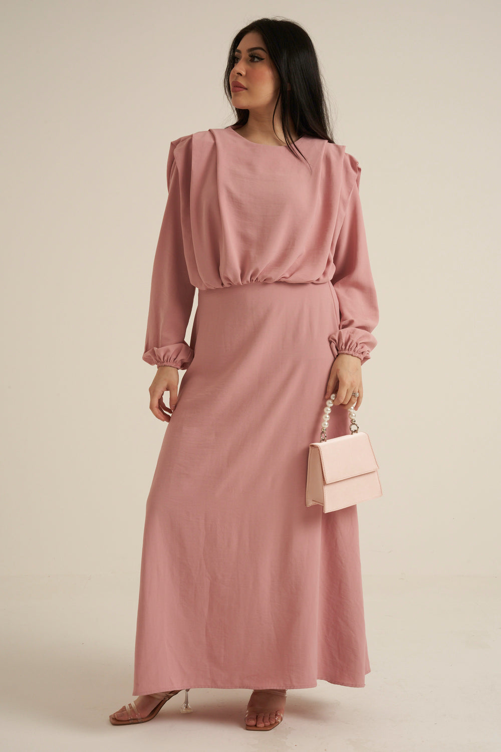 Aversa Pink Long Sleeve Maxi dress