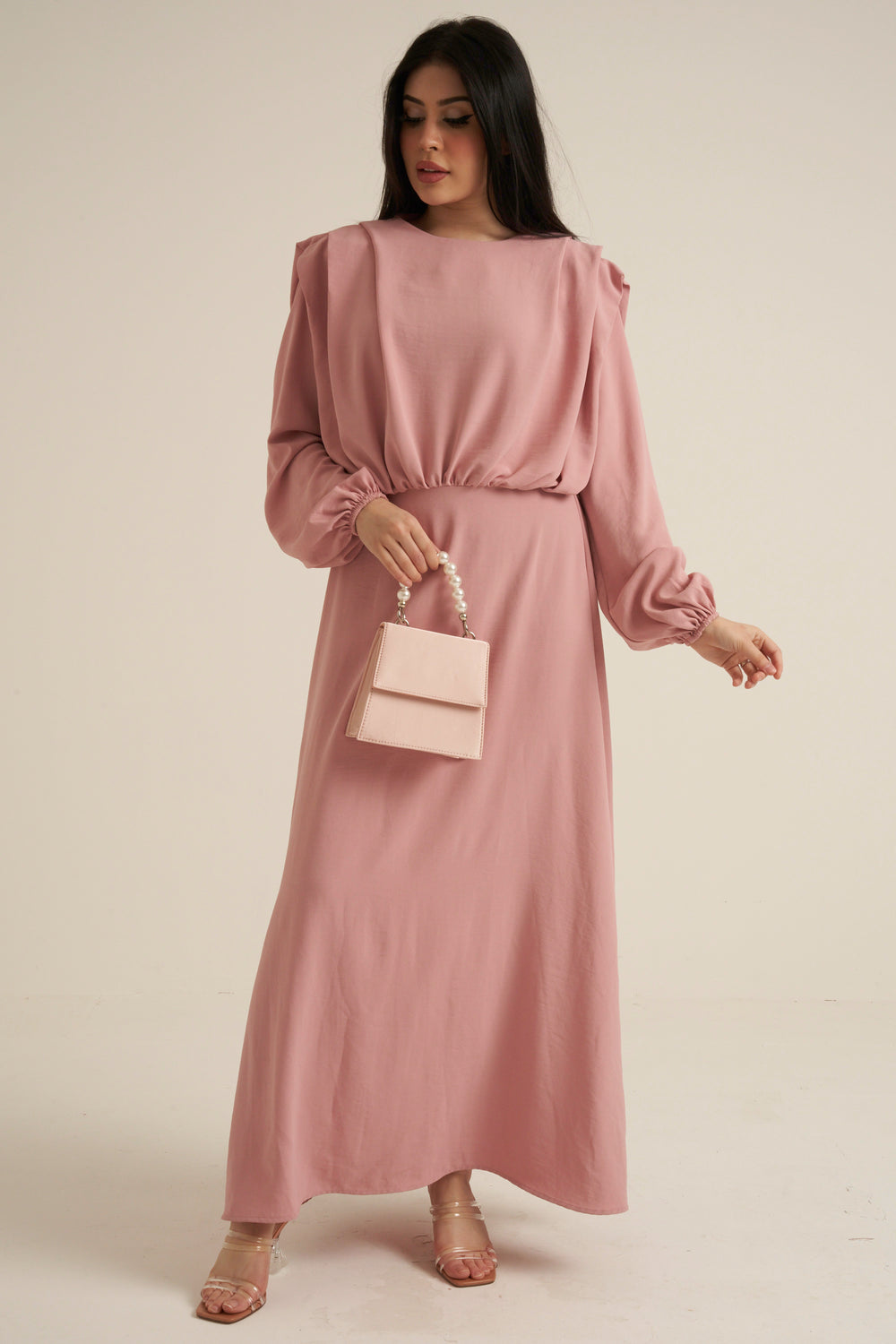 Aversa Pink Long Sleeve Maxi dress