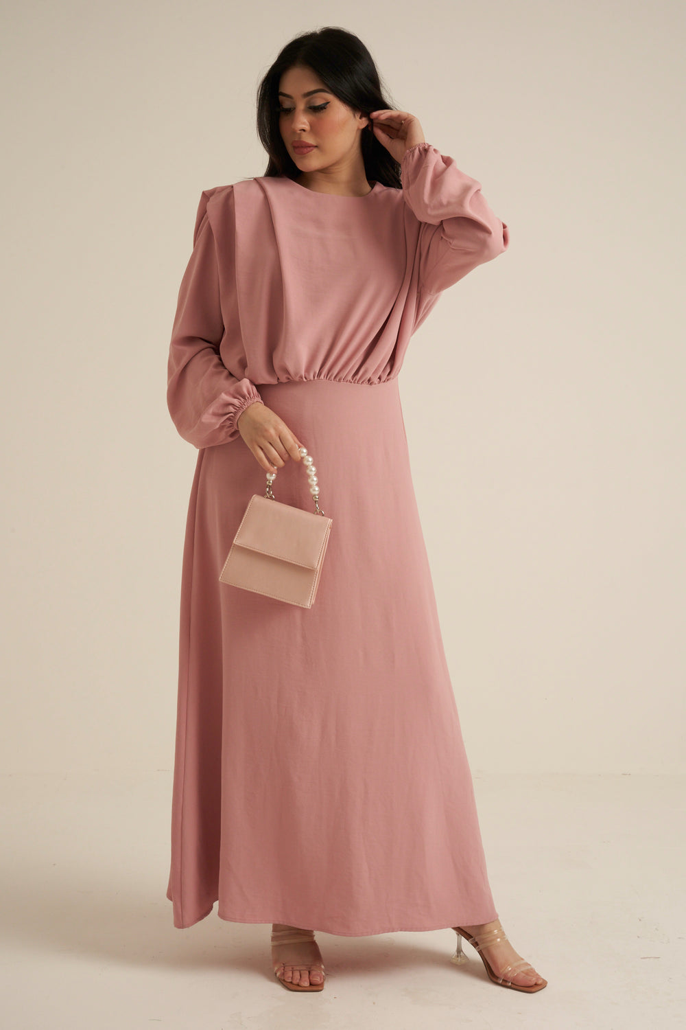 Aversa Pink Long Sleeve Maxi dress